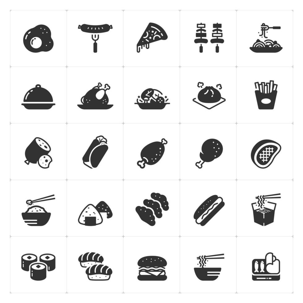 icono conjunto - comida y comida vector