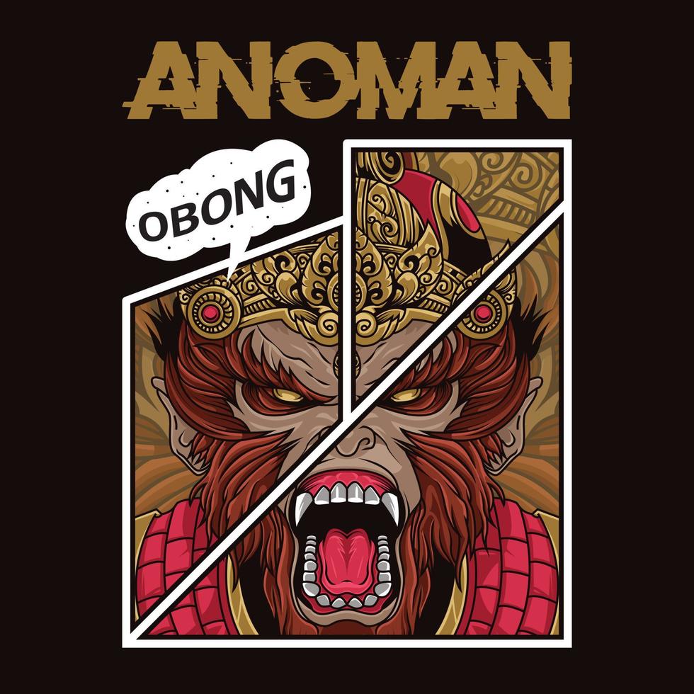 Anoman Obong or king monkey t-shirt design, suitable for printing and other uses. vector