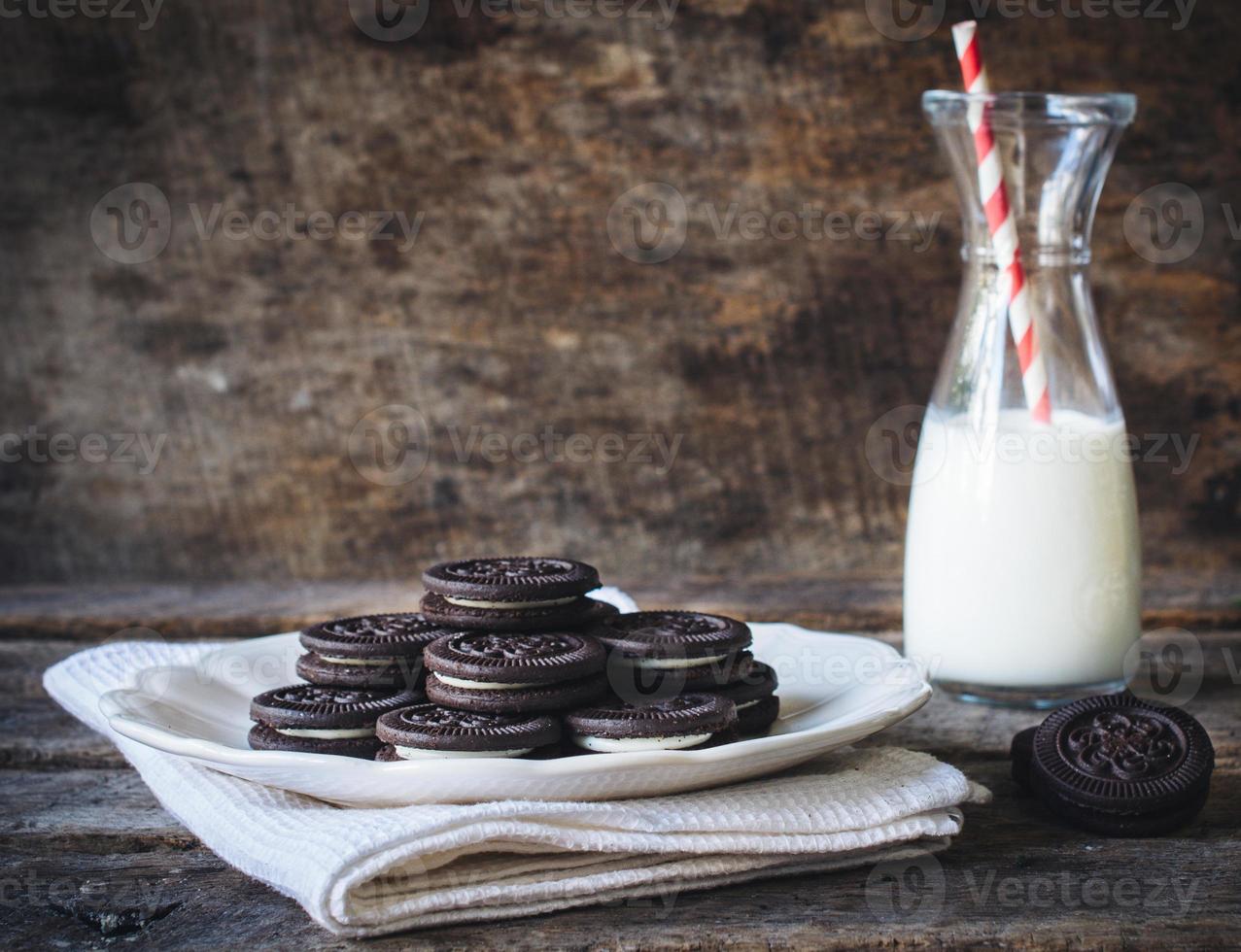 galletas y leche foto