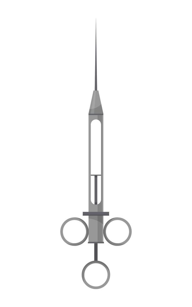 Dental tool injection syringe. Stomatology medicine instrument anesthesia syringe with needle. Medical and dentistry healthcare. Vector illustration in flat style isolated.