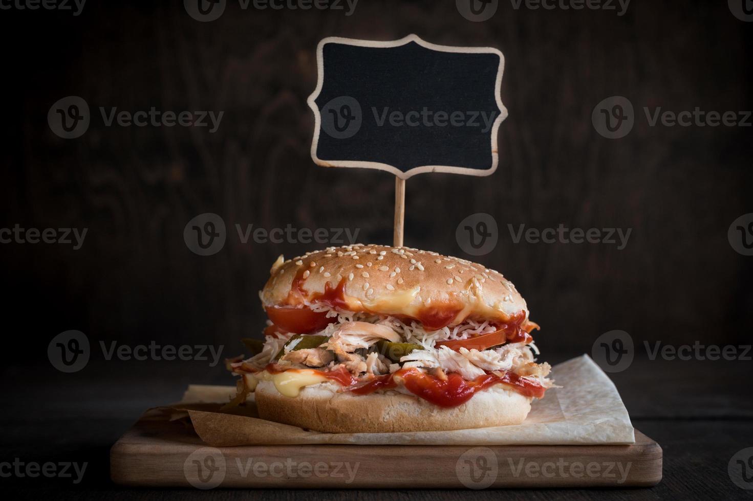 Juicy chicken burger photo