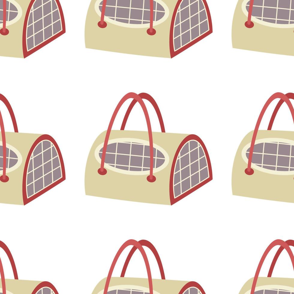 Pattern with soft carrier bag with a grid and handles for animals, cats, dogs. vector