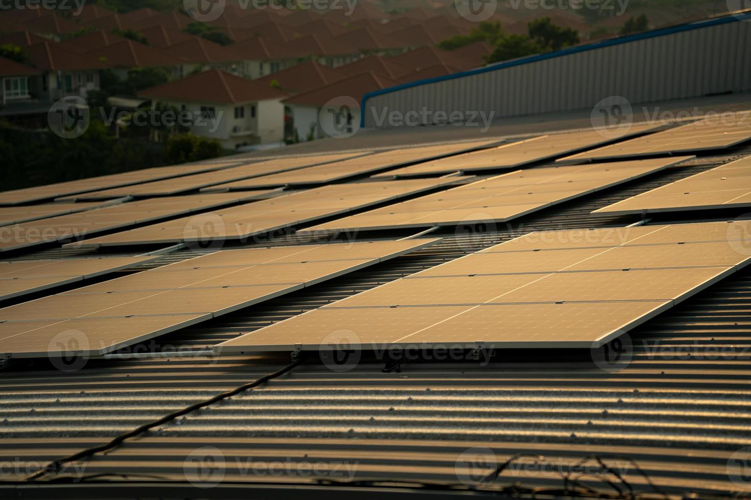 Solar cell panels at solar farm photo