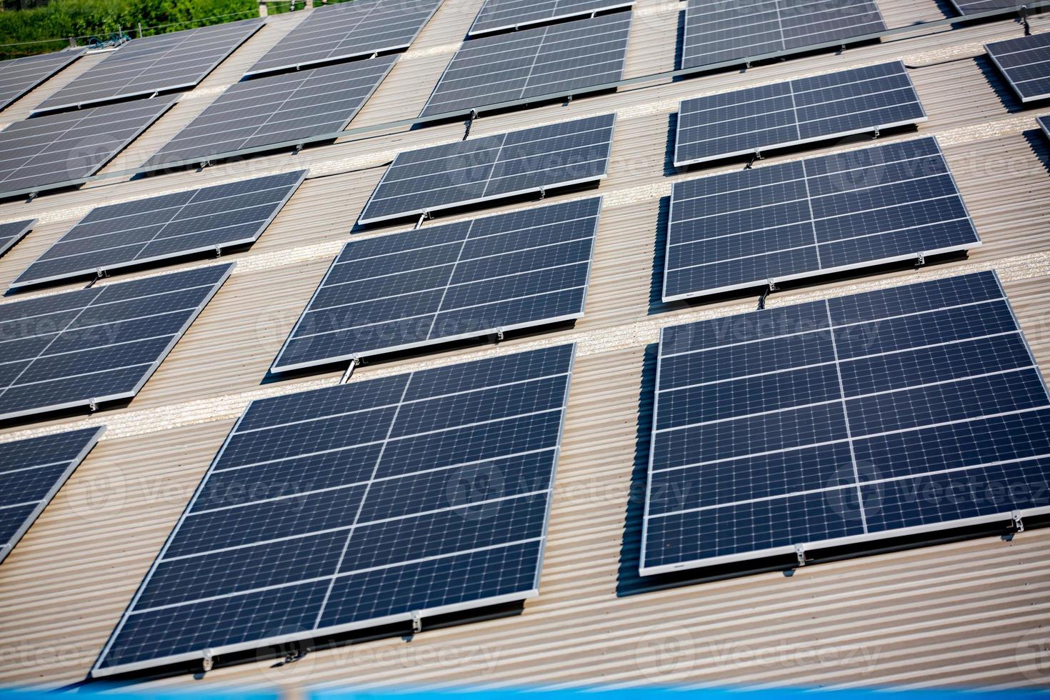 Solar cell panels at solar farm photo