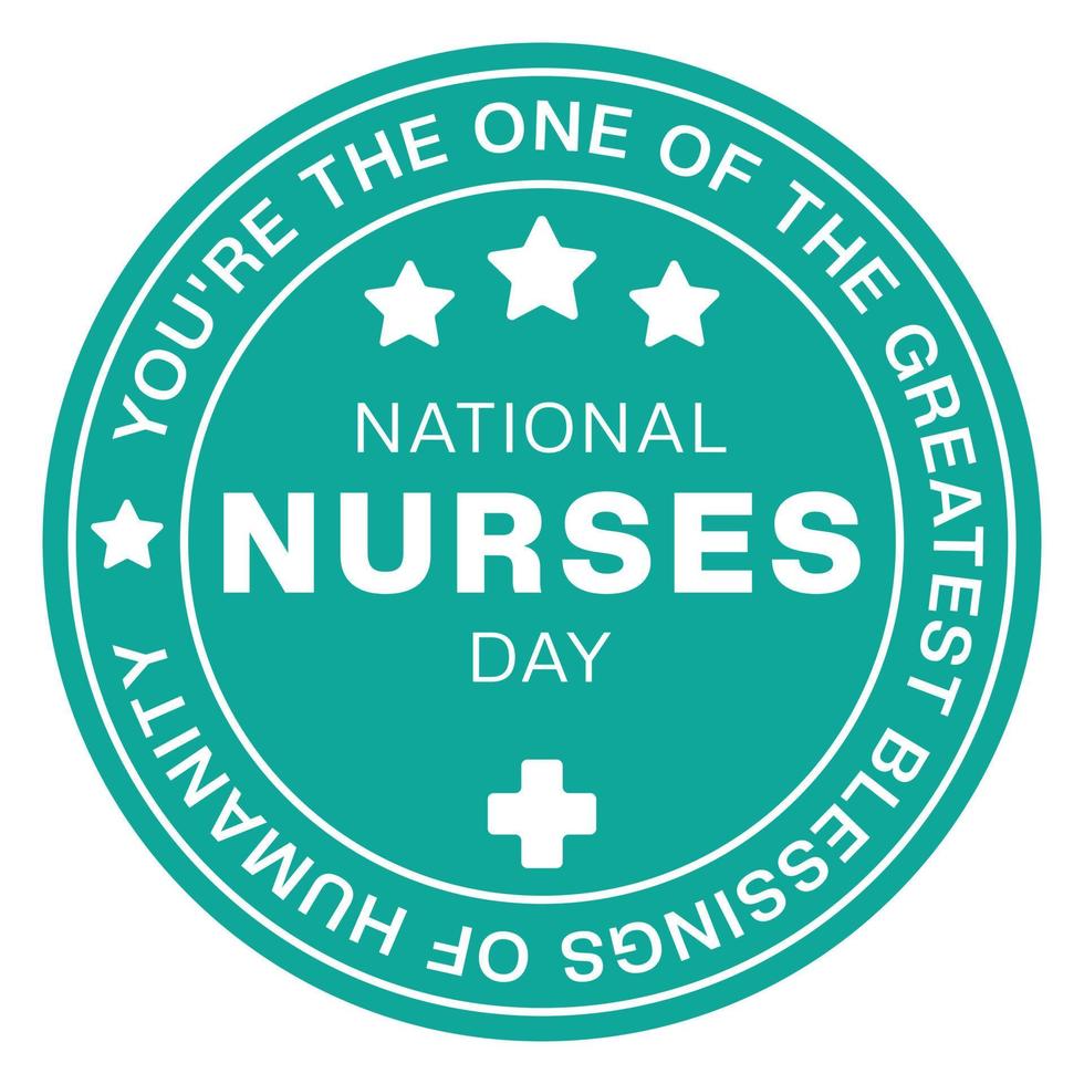 National Nurses Day Badge, National Nurses Week, Stamp, Logo, Emblem, Sticker, Nurse Day Logo, Tshirt Design, Health Design Element, Nurses Day Greetings Card Vector