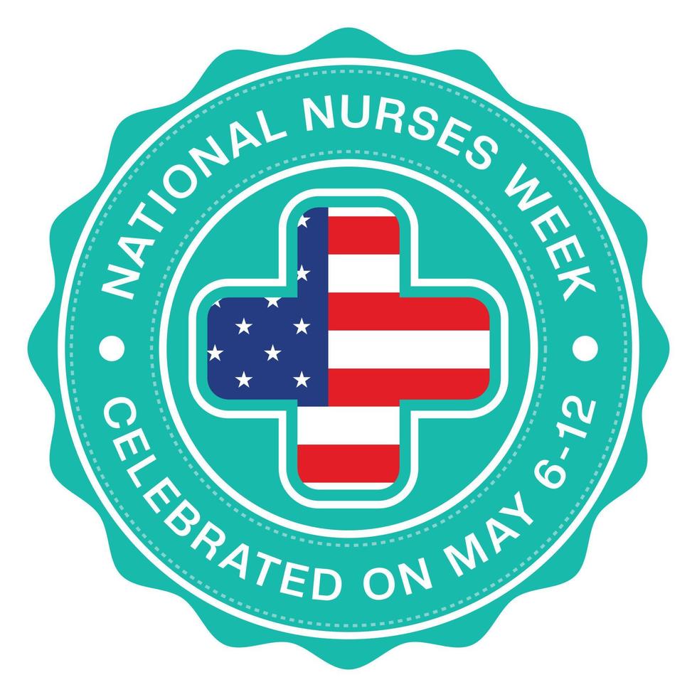 National Nurses Day Badge, National Nurses Week, Stamp, Logo, Emblem, Sticker, Nurse Day Logo, Tshirt Design, Health Design Element, Nurses Day Greetings Card Vector