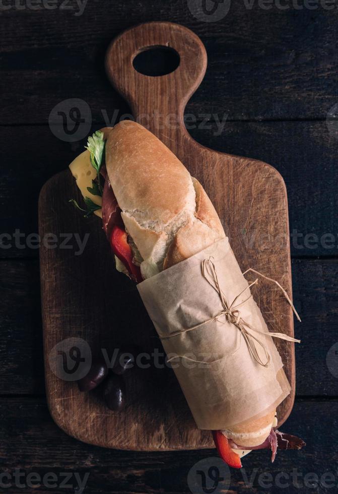 Served submarine sandwich photo