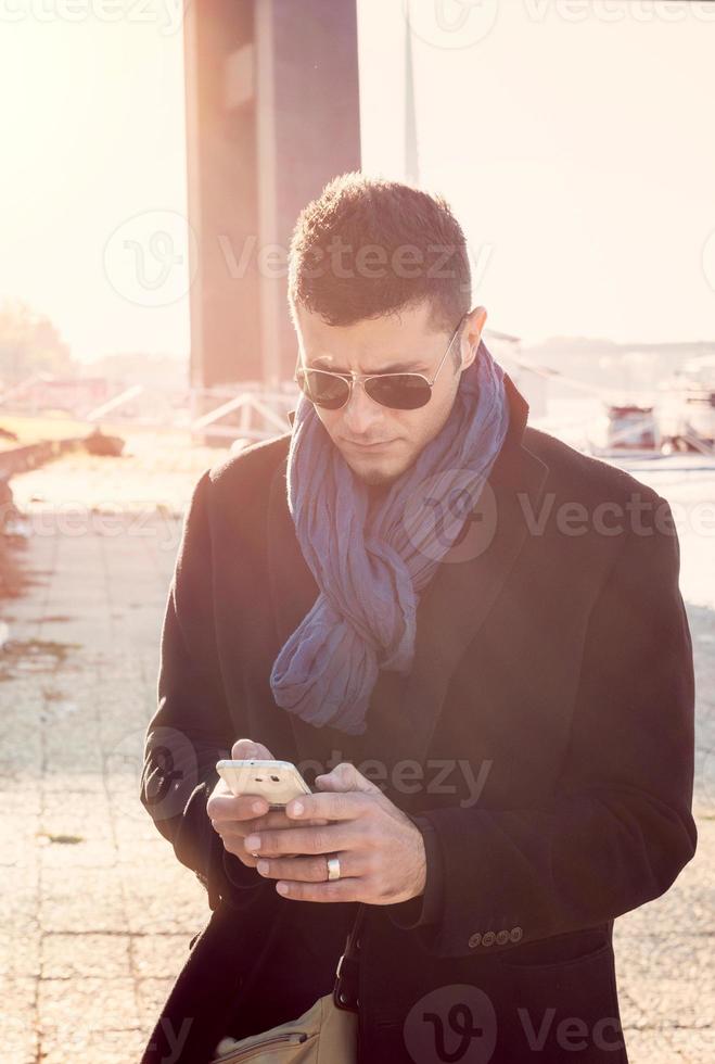 Man using the phone photo