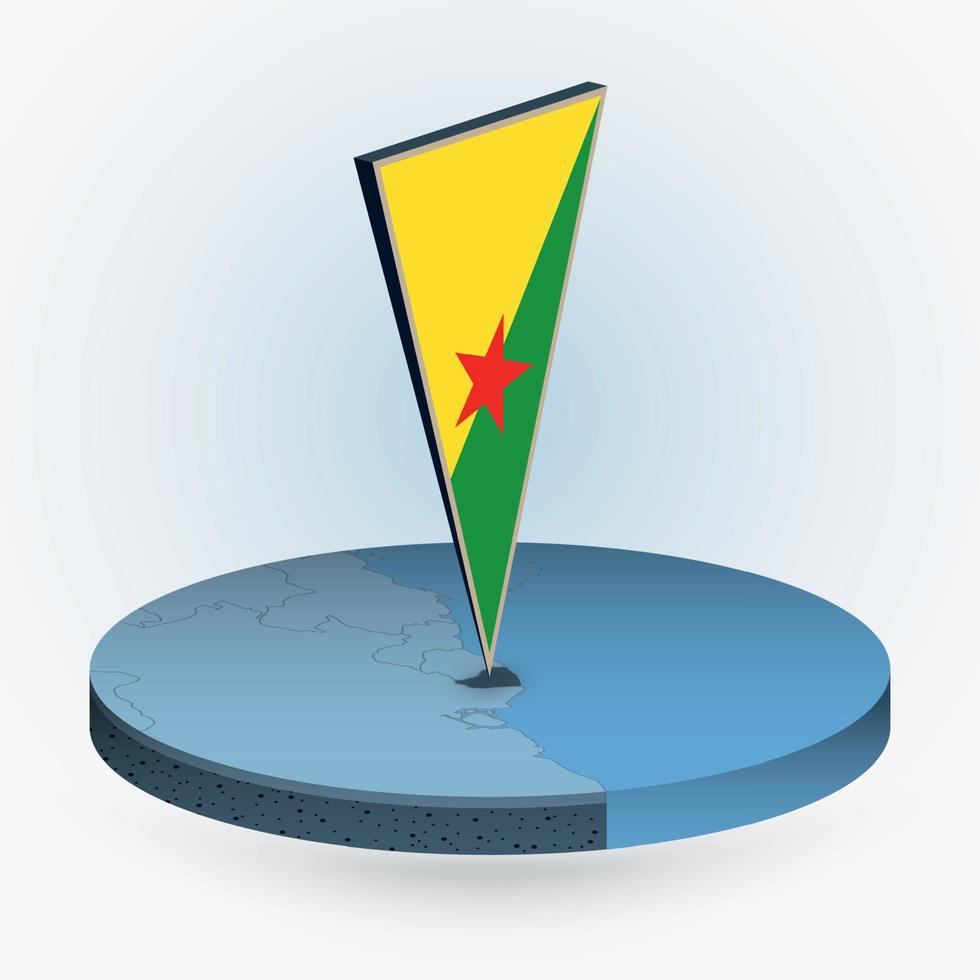 francés Guayana mapa en redondo isométrica estilo con triangular 3d bandera de francés Guayana vector