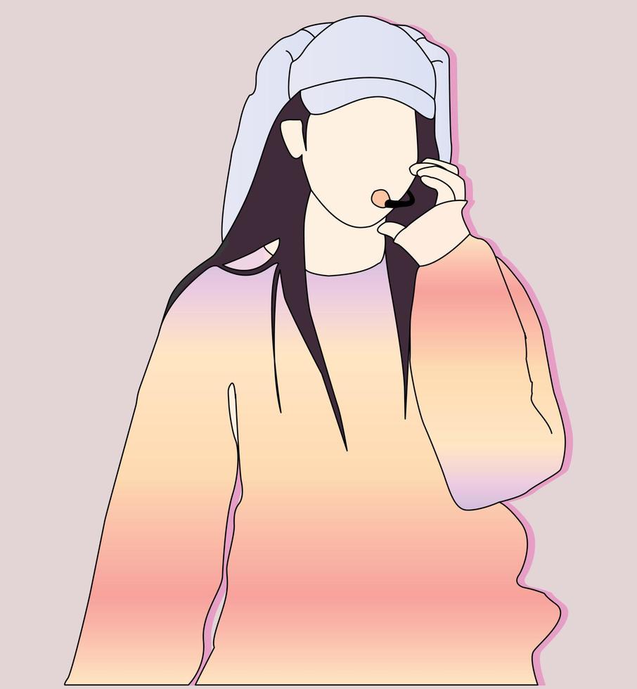 Idol kpop star on stage line art illustration eps.10 vector