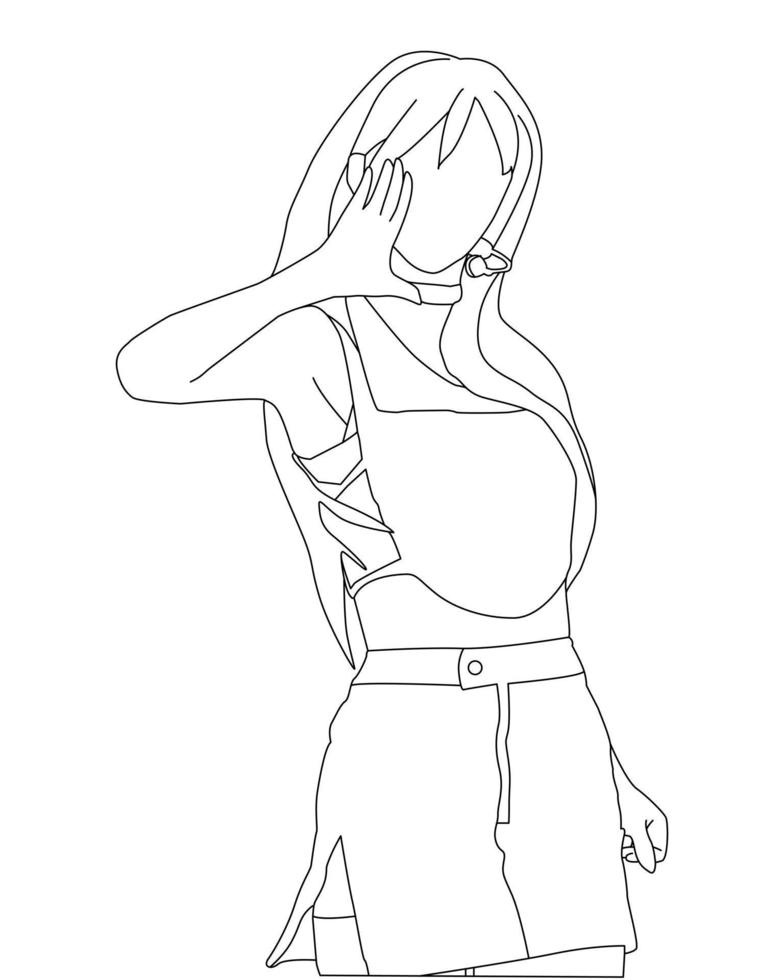 illustration of a south korean female kpop idol star performing on stage vector