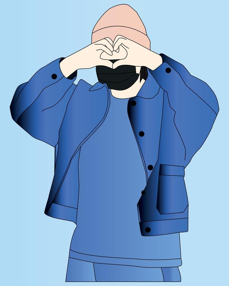 Idol kpop star on stage line art illustration eps.10 vector