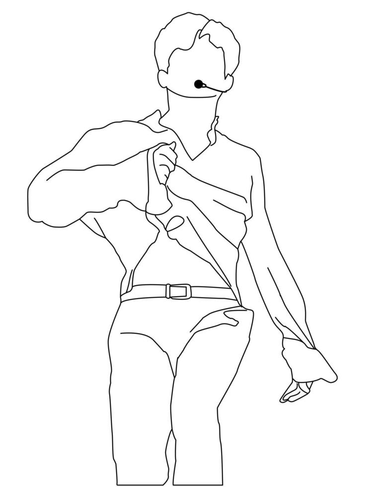 Illustration vector of Kpop fashion stage. idols of Koreans performing. K-pop male fashion idol. singer who is singing wearing beautiful clothes