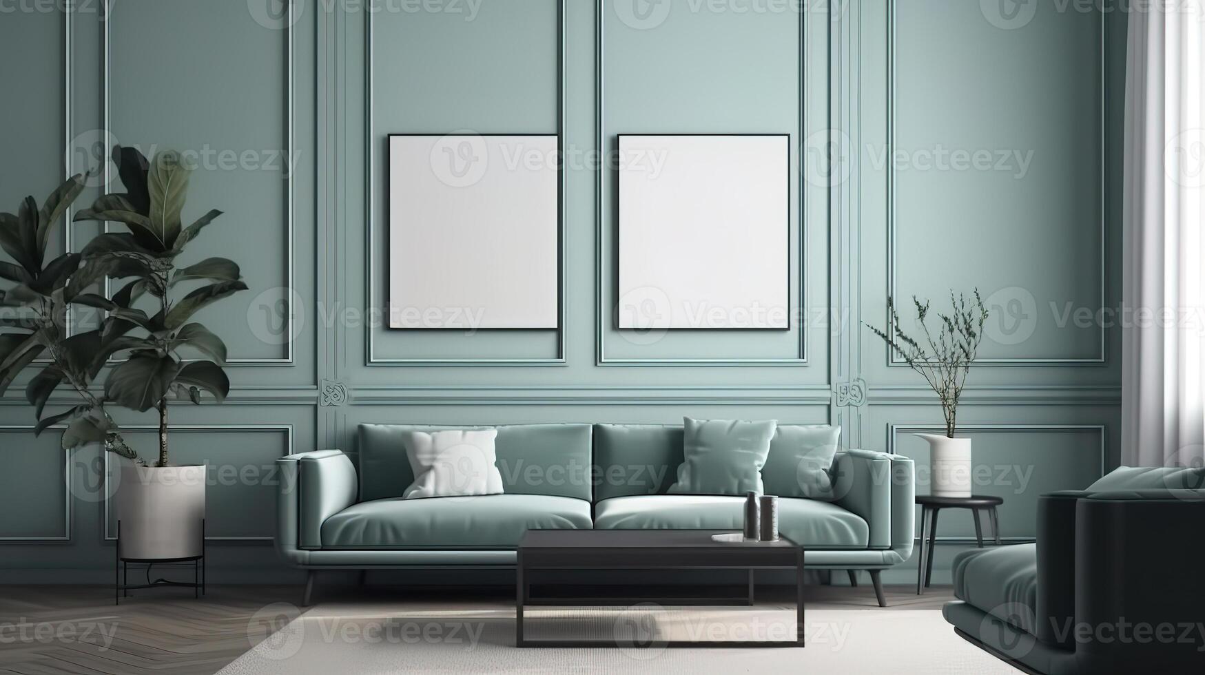 Frame mockup in modern classic living room interior background. photo