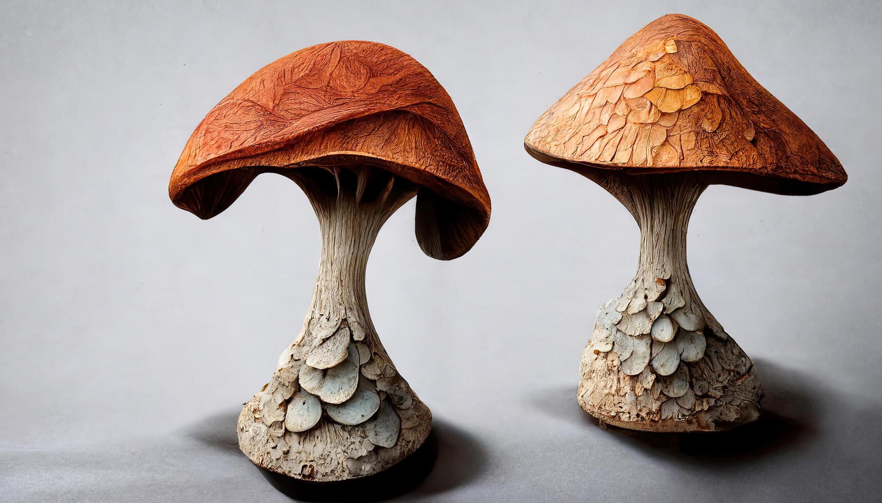 Fresh champignon mushrooms, top view, background. photo
