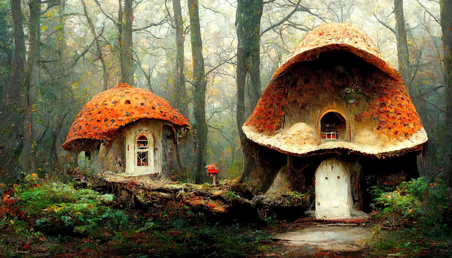 Isolated fantasy mushroom house. photo