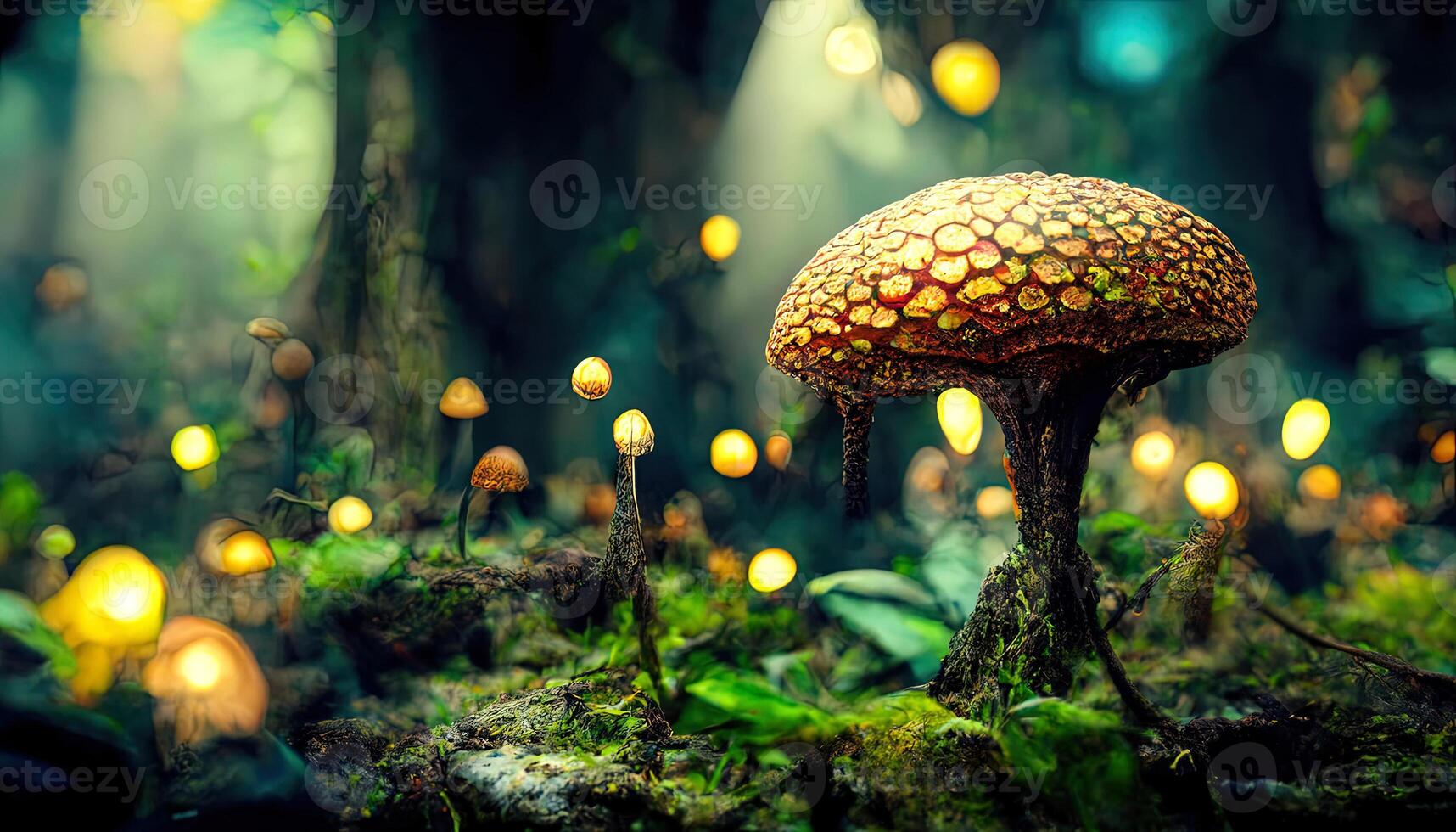 Mushroom Wallpaper ,Fantasy Wallpaper, 4K, Mushroom Light, Fantasy Mushroom, Jungle. photo