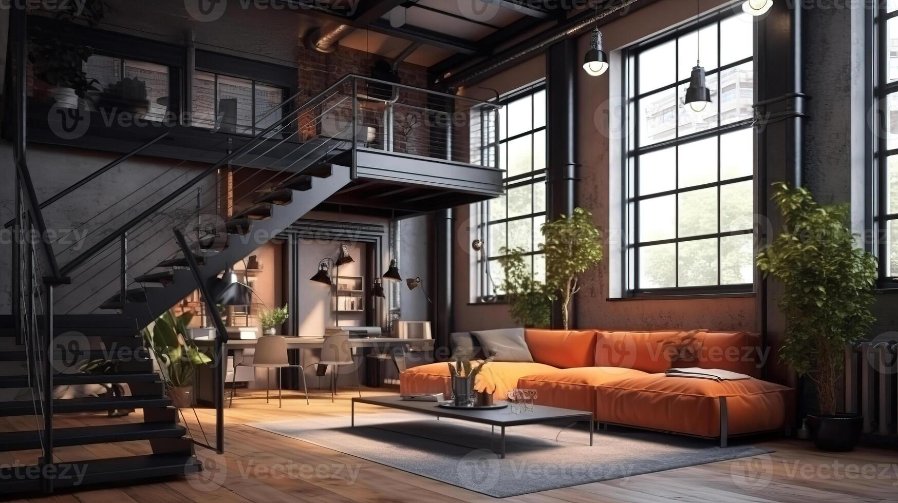 Comfortable couch and and chair simple grey living room. photo