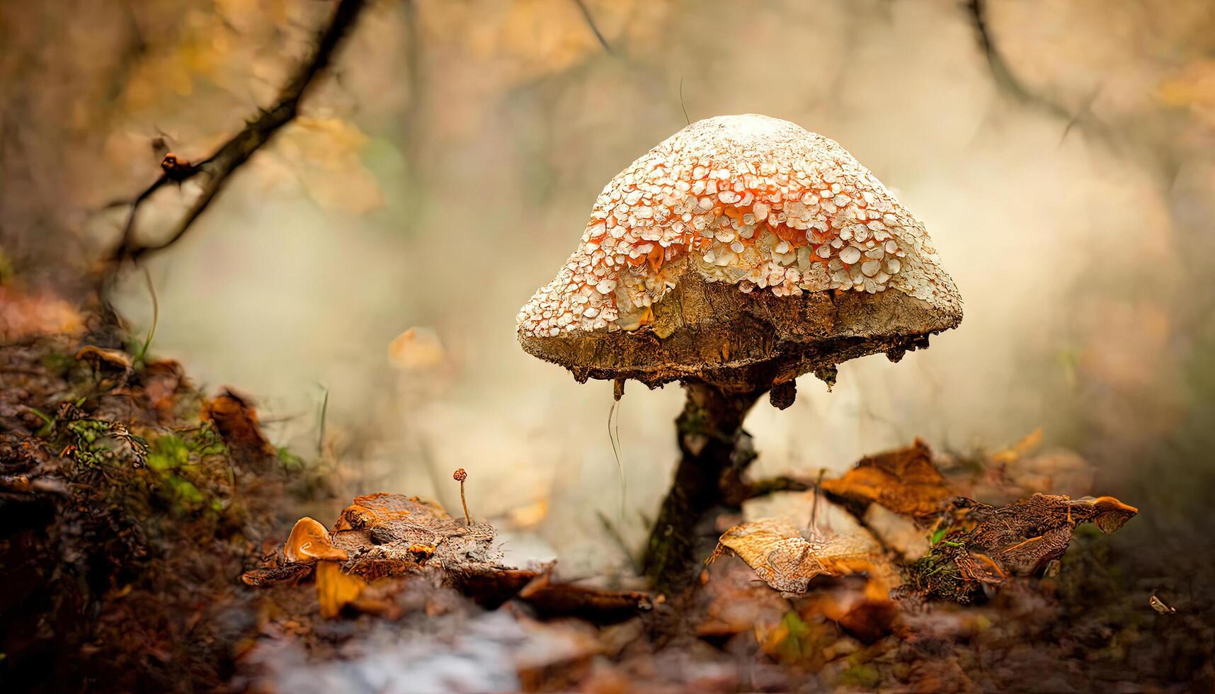 Boletus edulis or cep, edible wild mushroom in a forest. photo