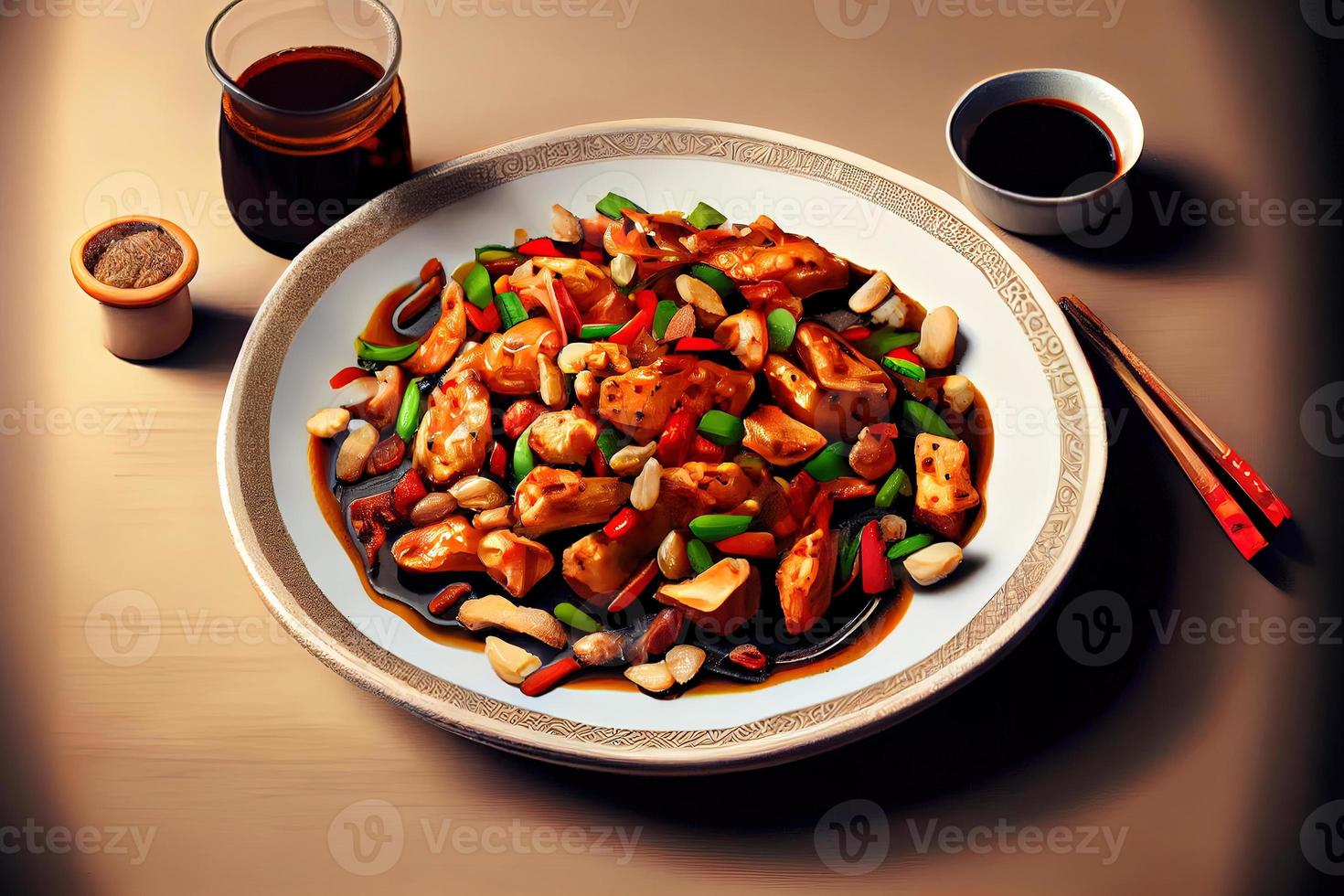 chino kung pao pollo comida foto