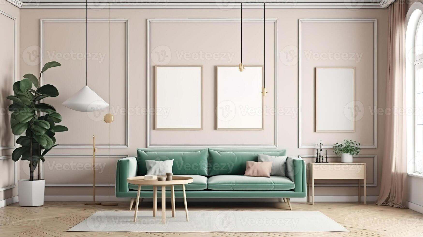 3d render of luxury home living room. photo