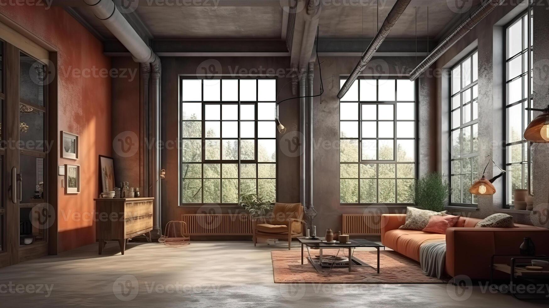 Comfortable couch and and chair simple grey living room. photo