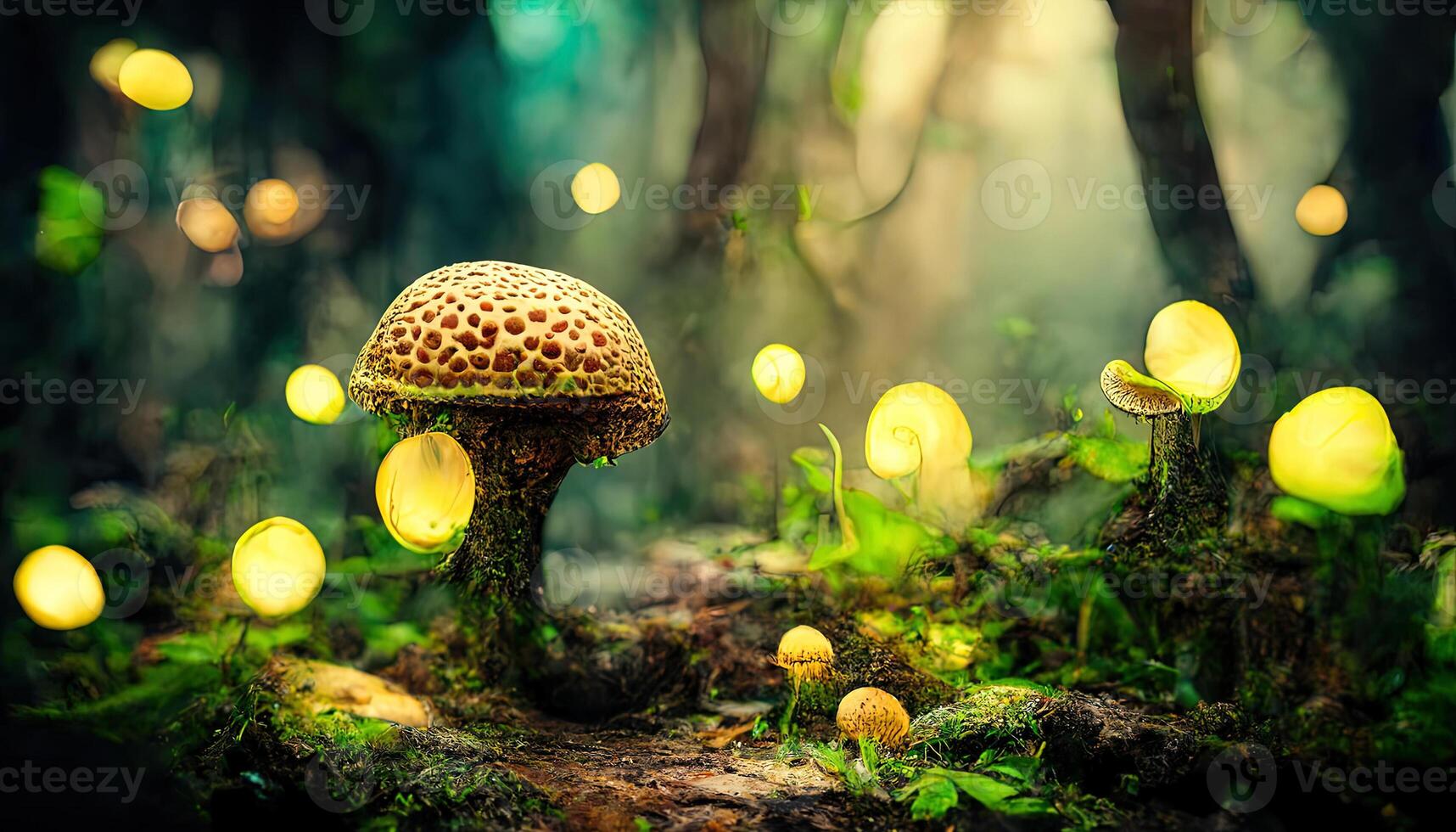 Closeup shot of wild mushrooms. photo