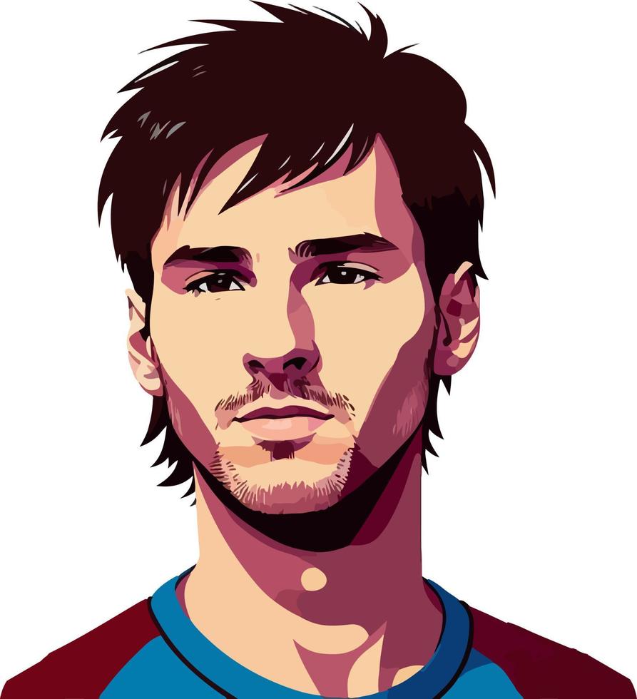 2D vector illustration of portrait Lionel Messi