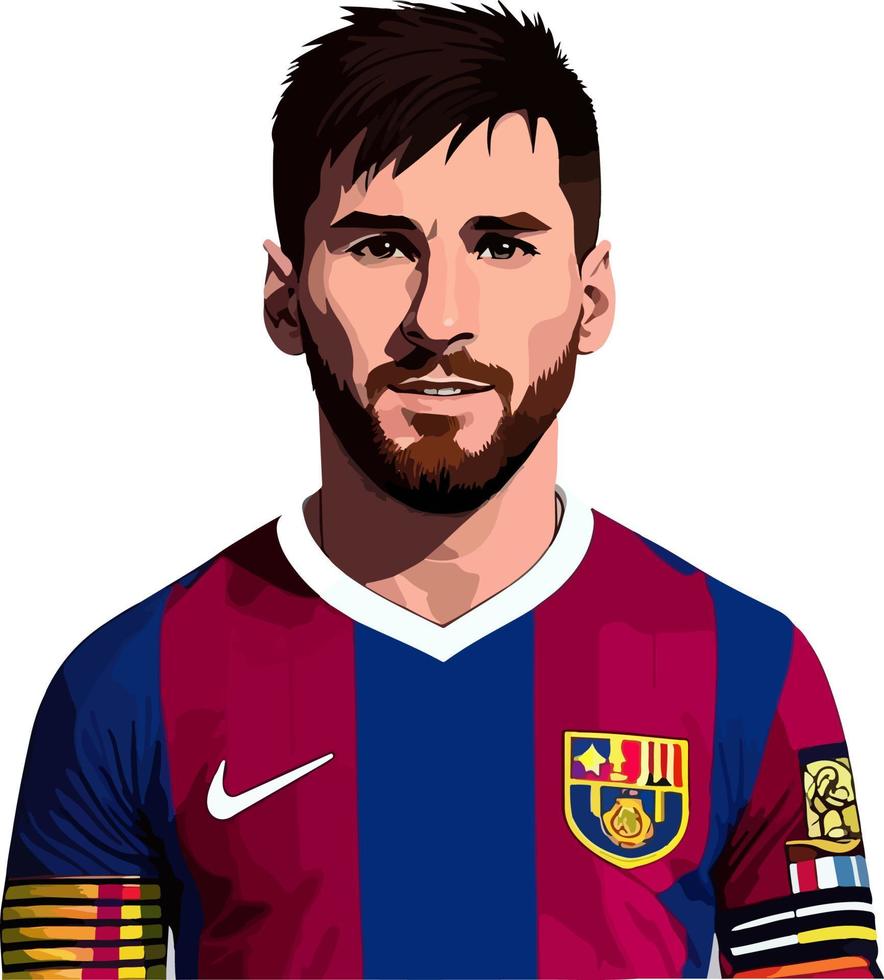 2D vector illustration of portrait Lionel Messi