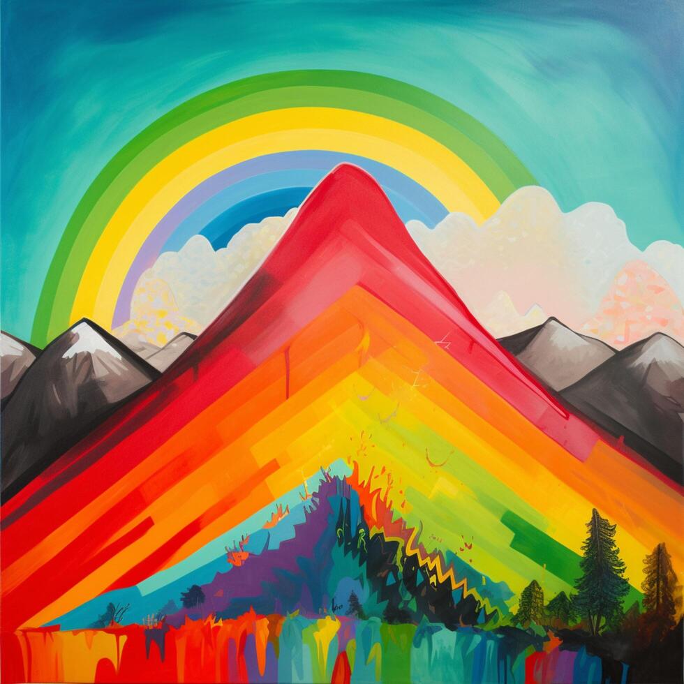 A colorful mountain with landscape photo
