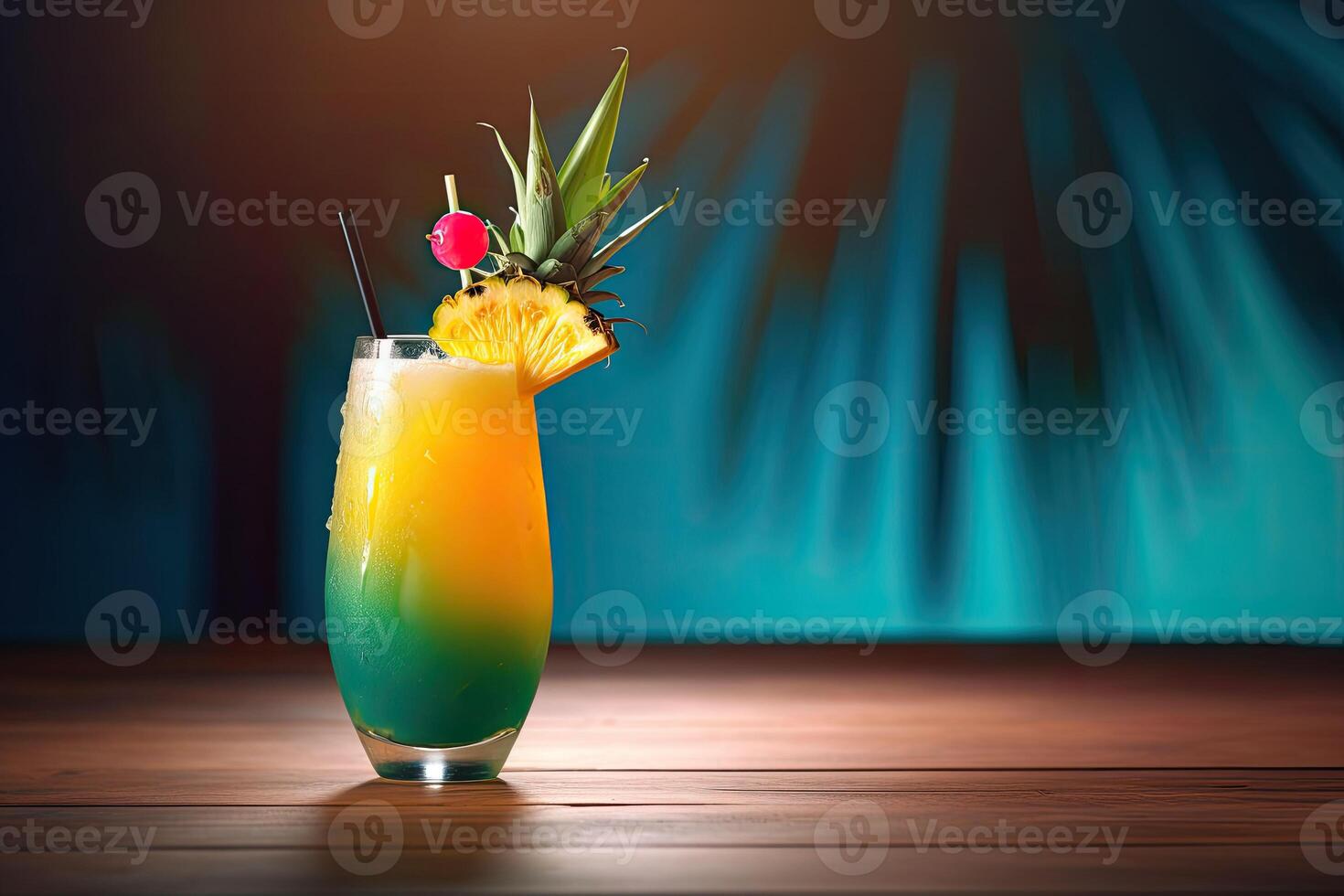 Tropical cocktail. Summer drinks and beach vacation background. photo