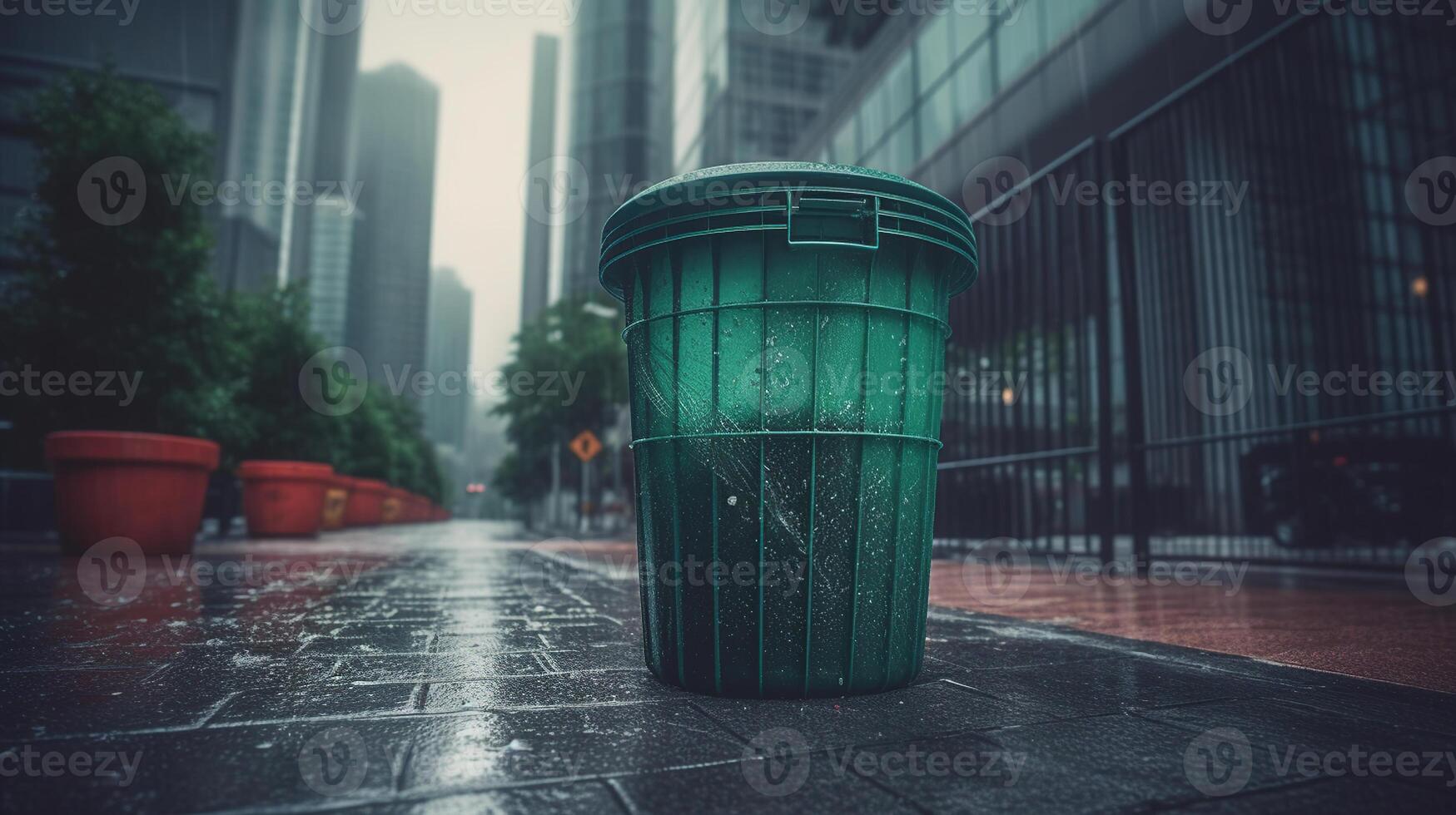 a large green trash, image photo