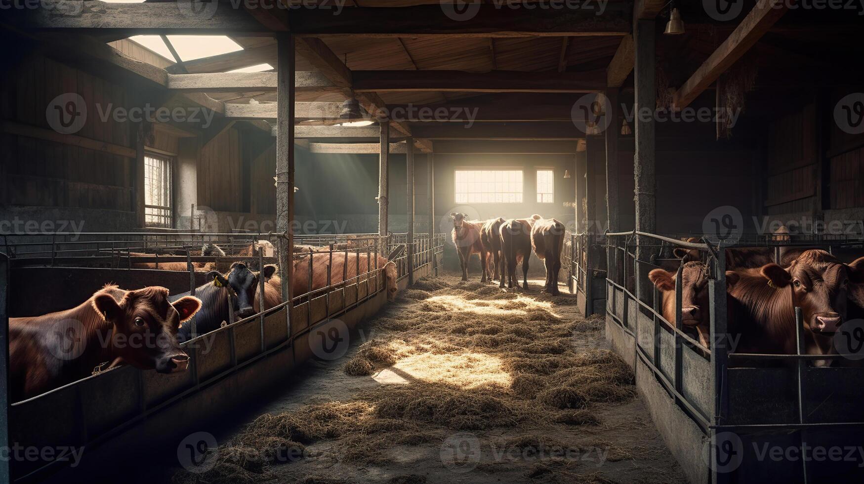 Cattle reproduction and calves being kept inside the box separately, image photo