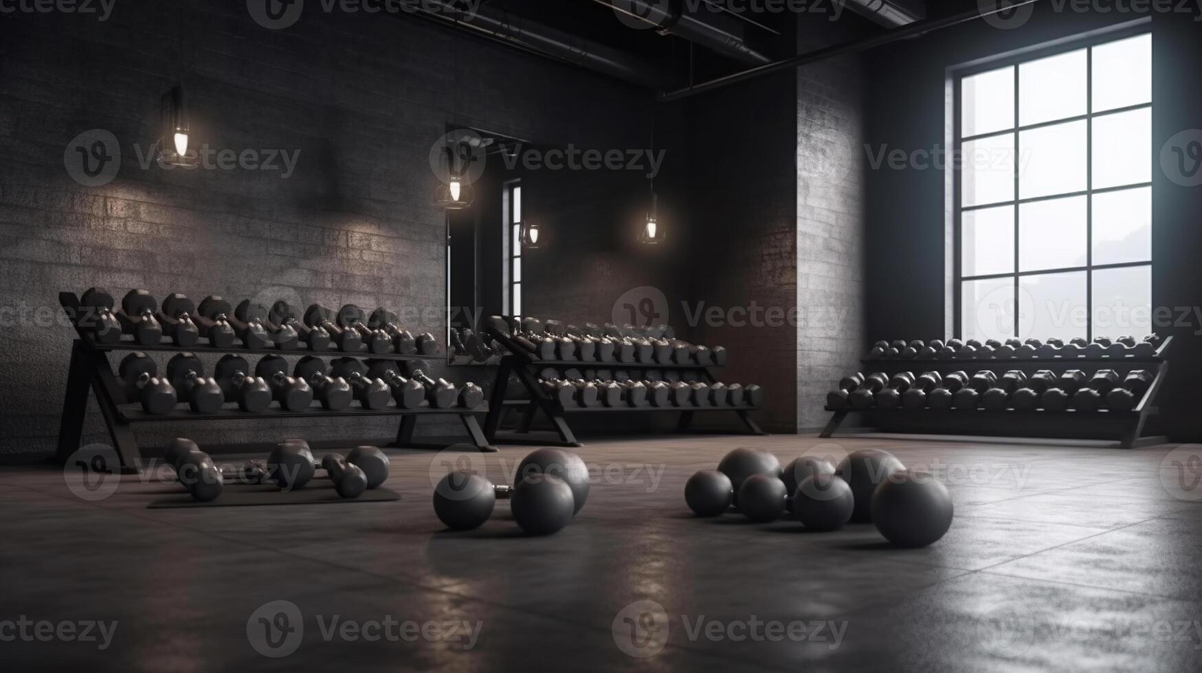 dumbbells on the floor in concept fitness, Image photo