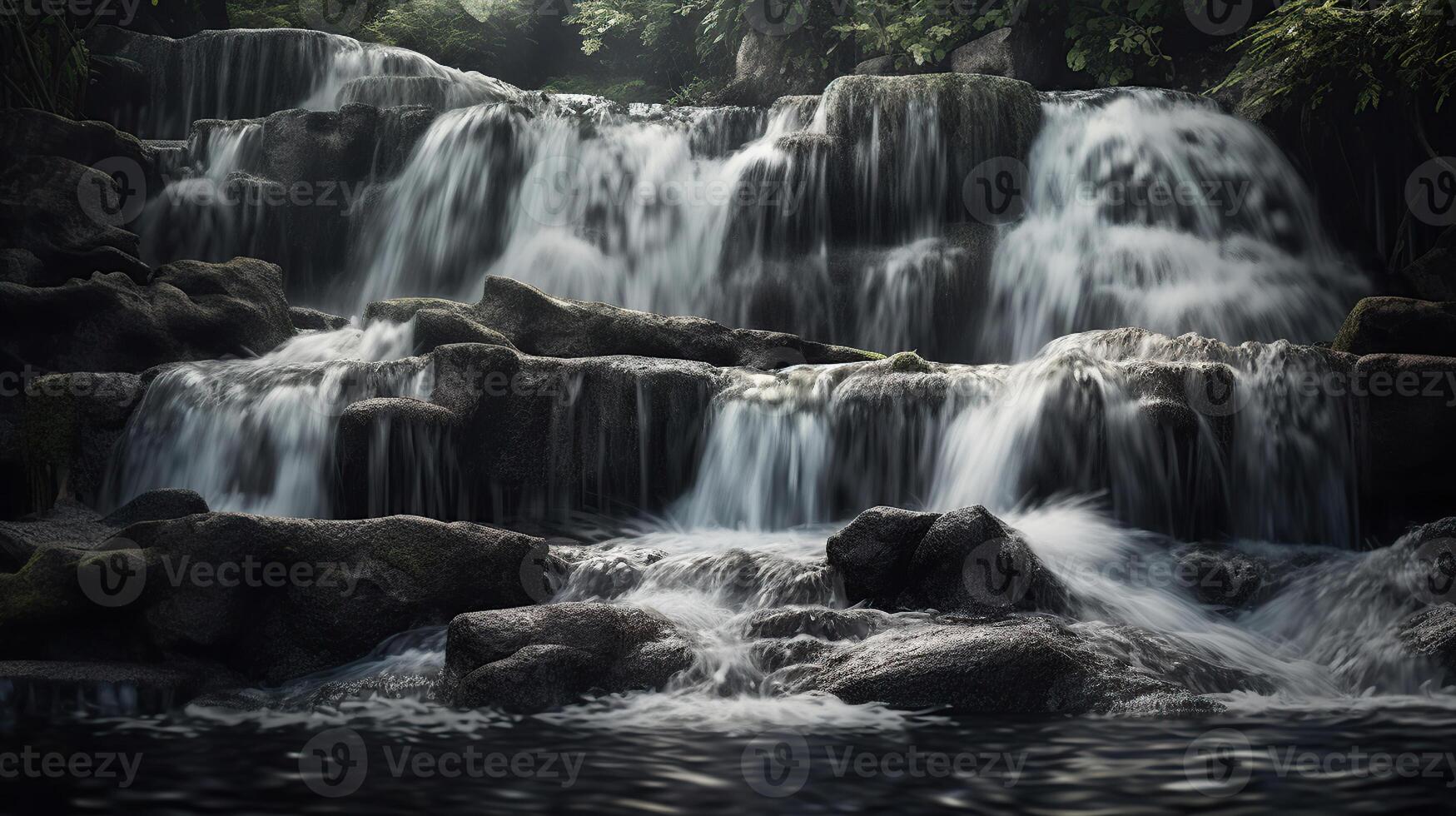 hermosa cascada, ai generado imagen foto