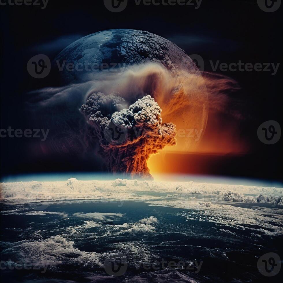 Earth experiencing a global nuclear cataclysm, image photo