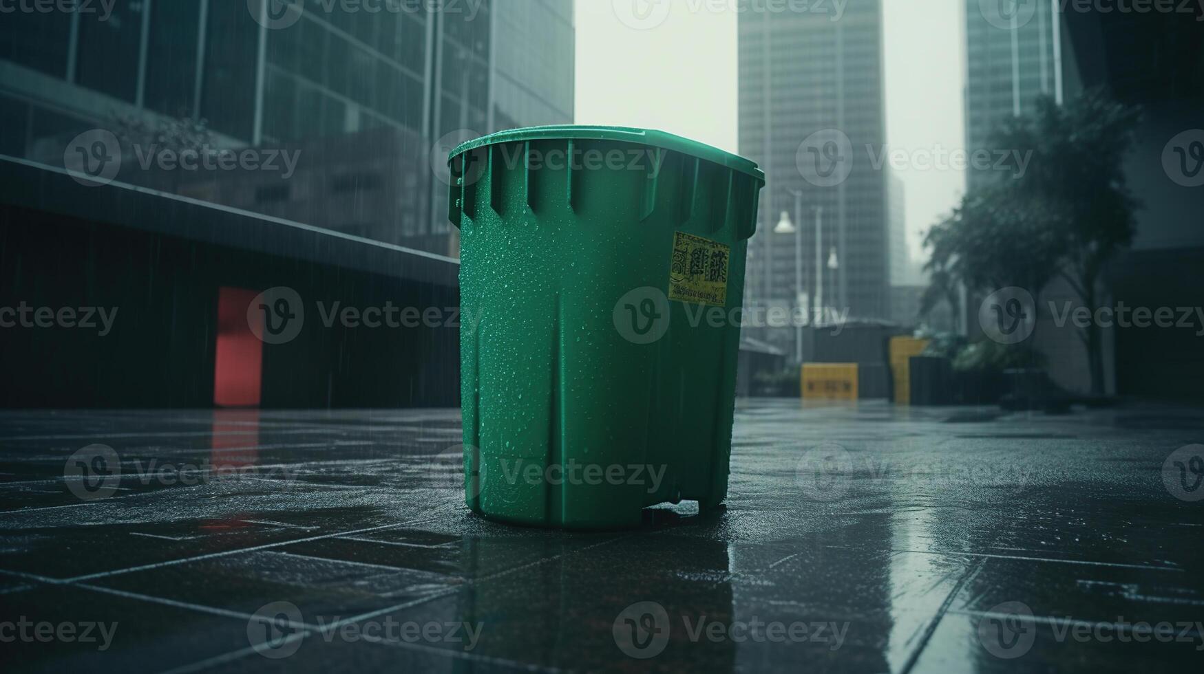 a large green trash, image photo