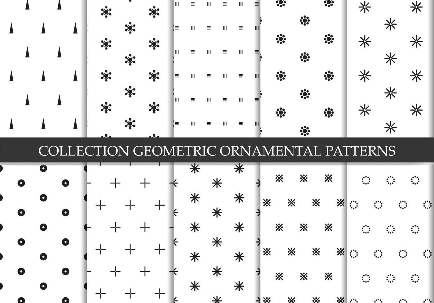 Collection of simple seamless stylish patterns. Minimalistic endless blue backgrounds. vector