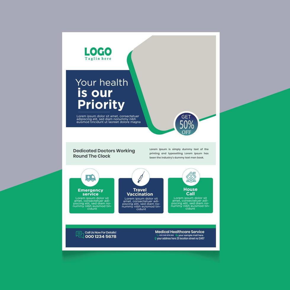 corporate flyer design for your medical, vector template flyer