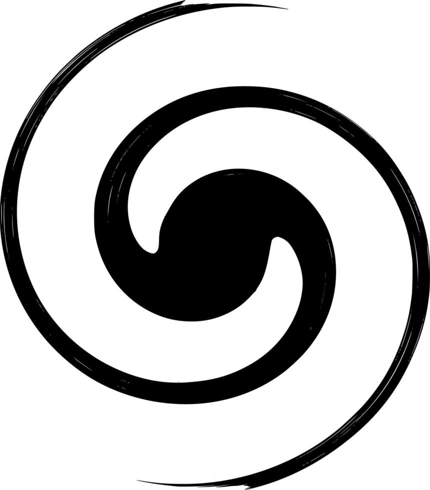 Vector silhouette of bold spiral on white background