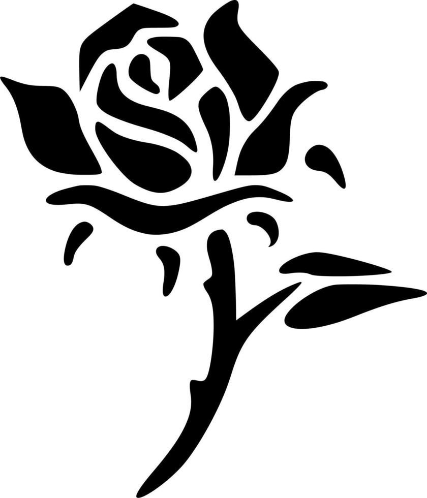 Vector silhouette of rose on white background