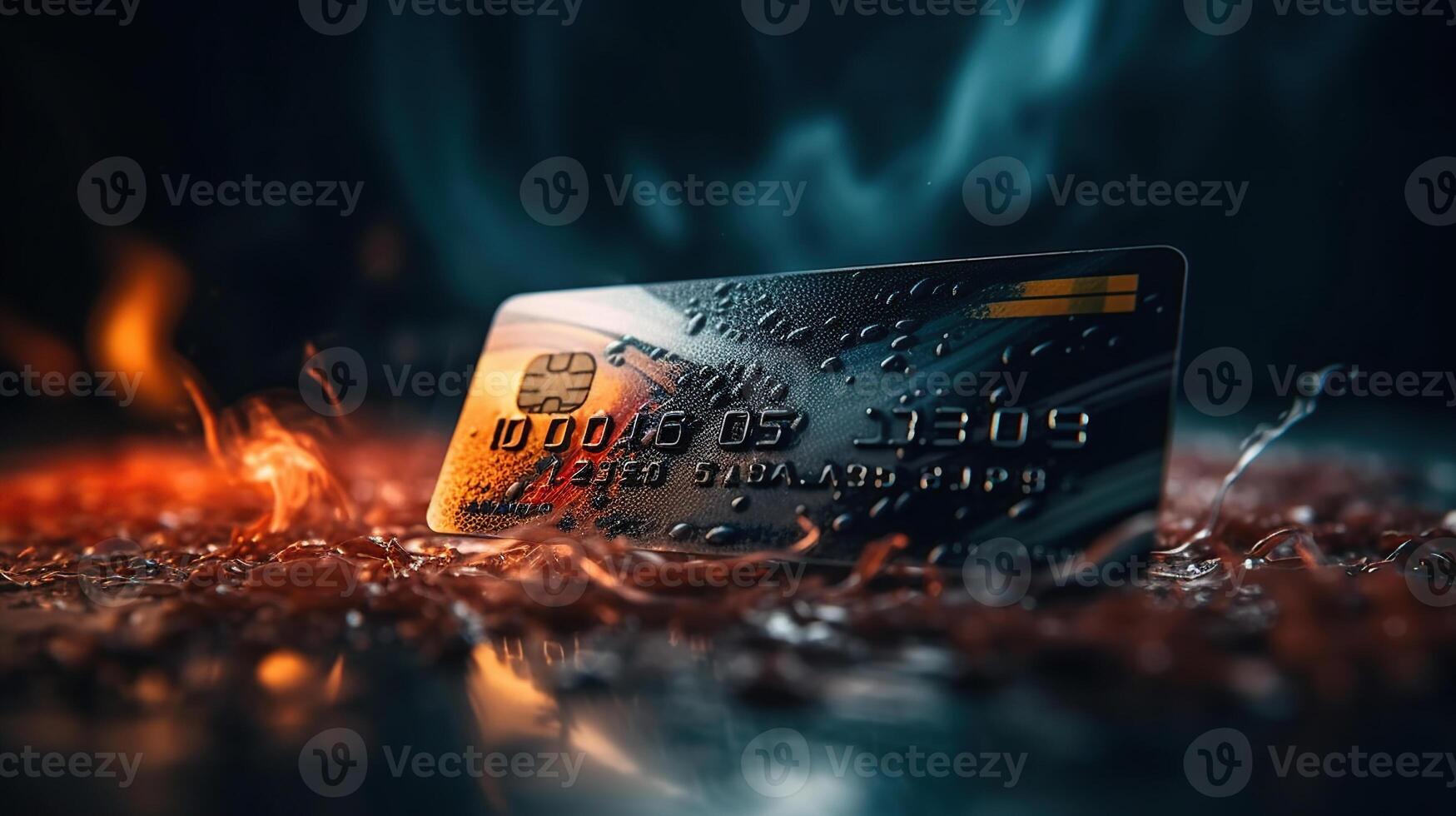 credit card fire, crash, image photo