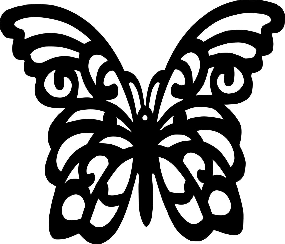 Vector silhouette of butterfly on white background