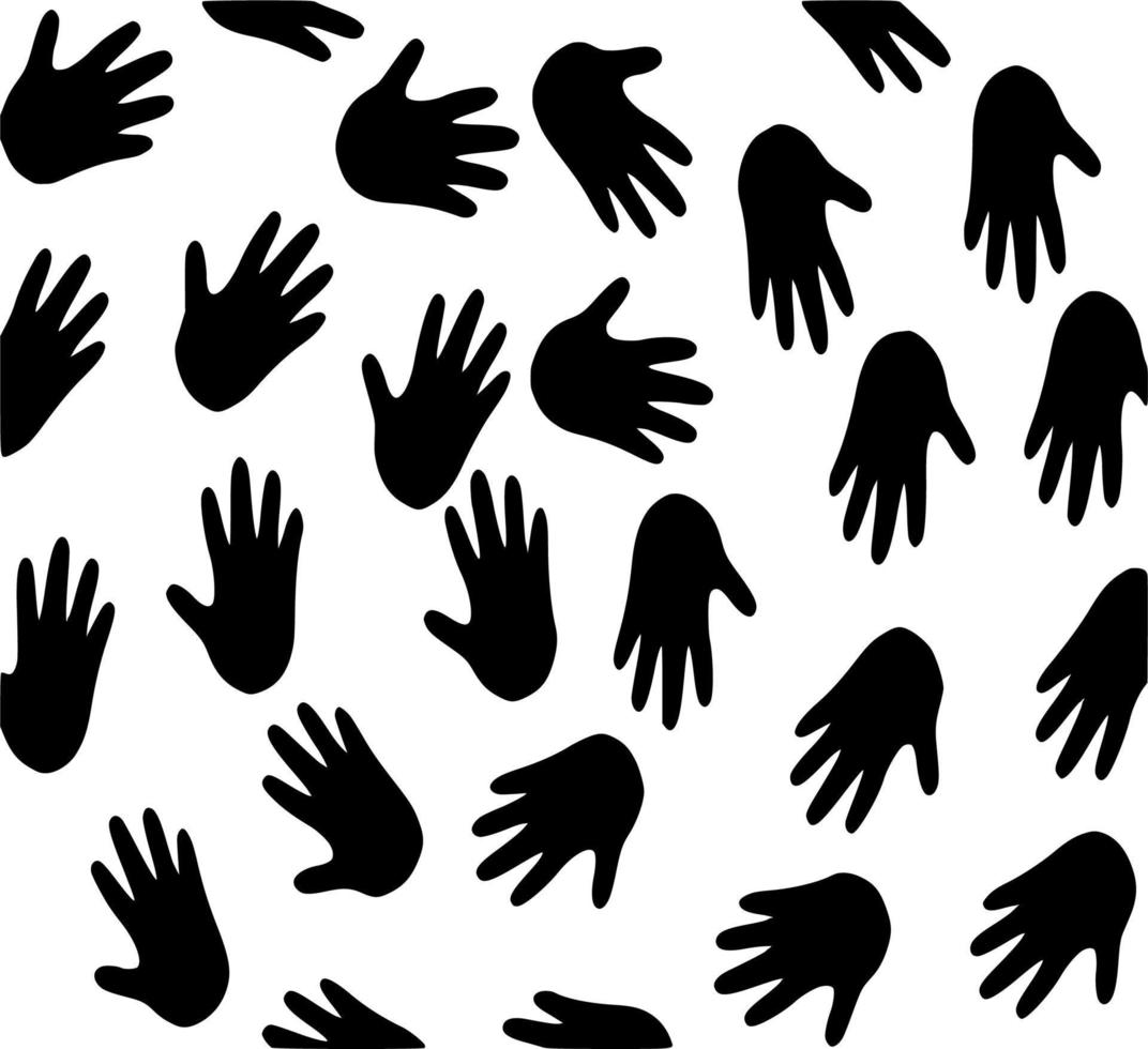 Vector silhouette of hands on white background