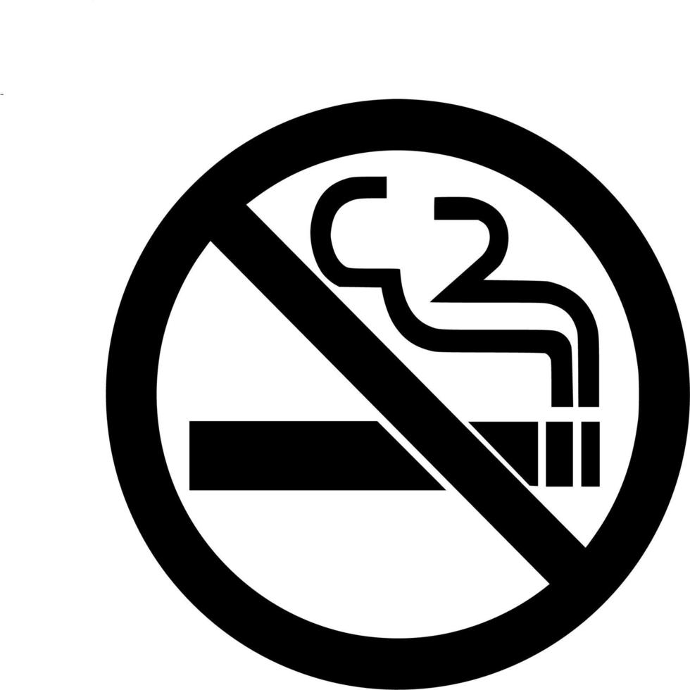 Vector silhouette of no smoking on white background