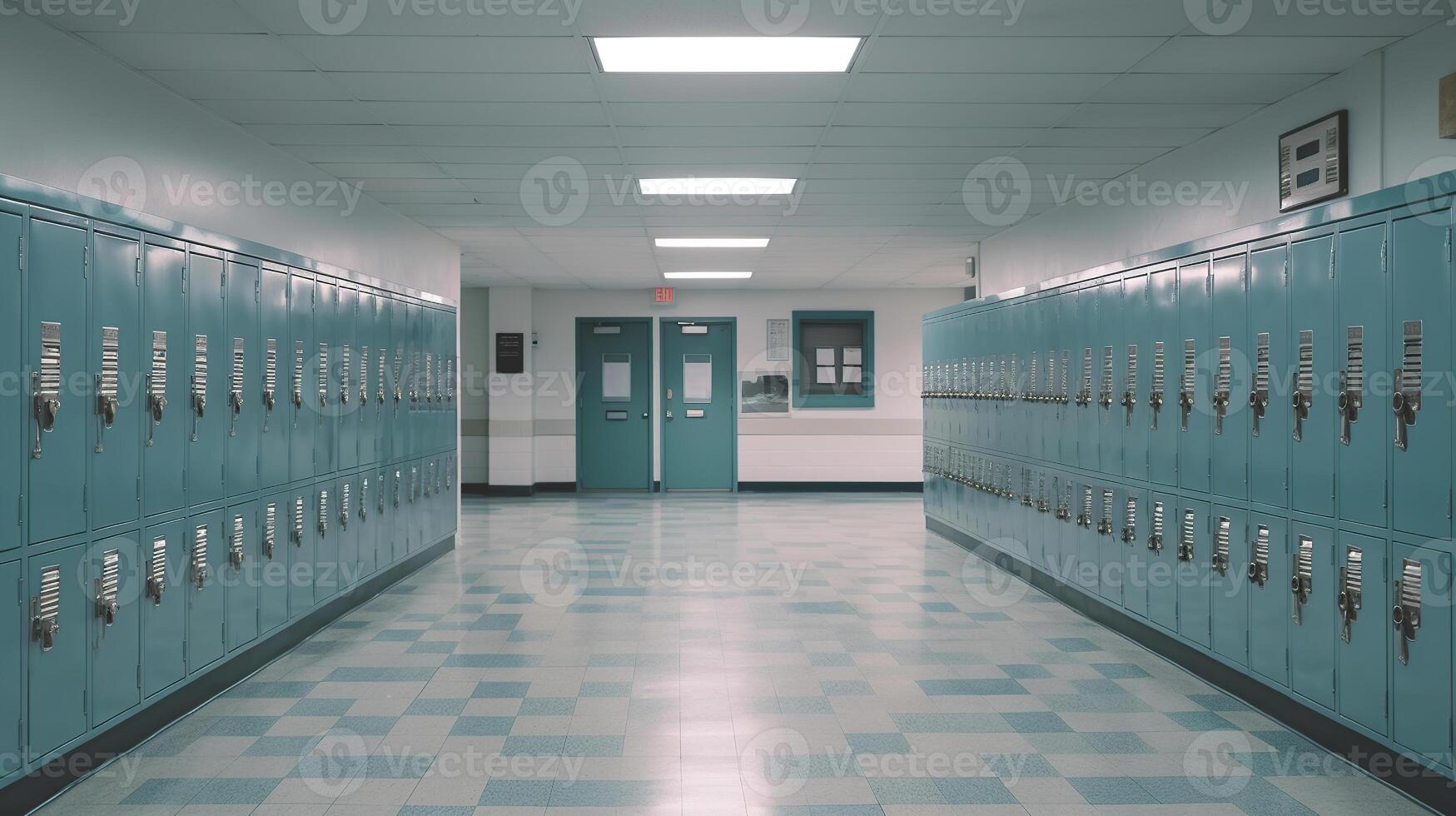 High school lobby corridor interior, image photo