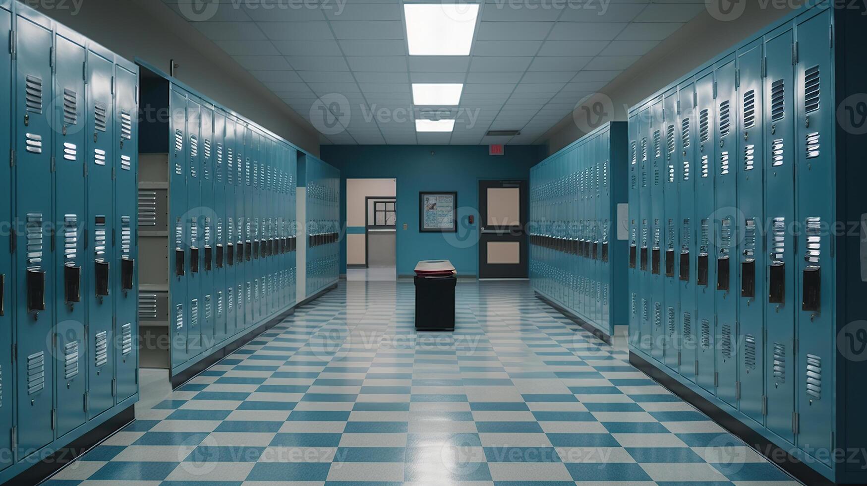 High school lobby corridor interior, image photo