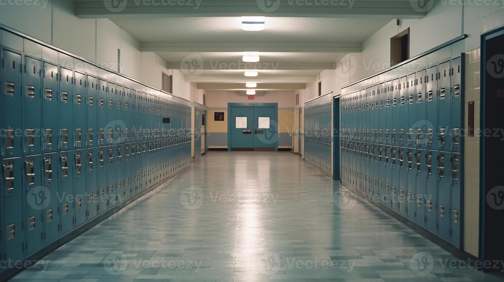 High school lobby corridor interior, image photo