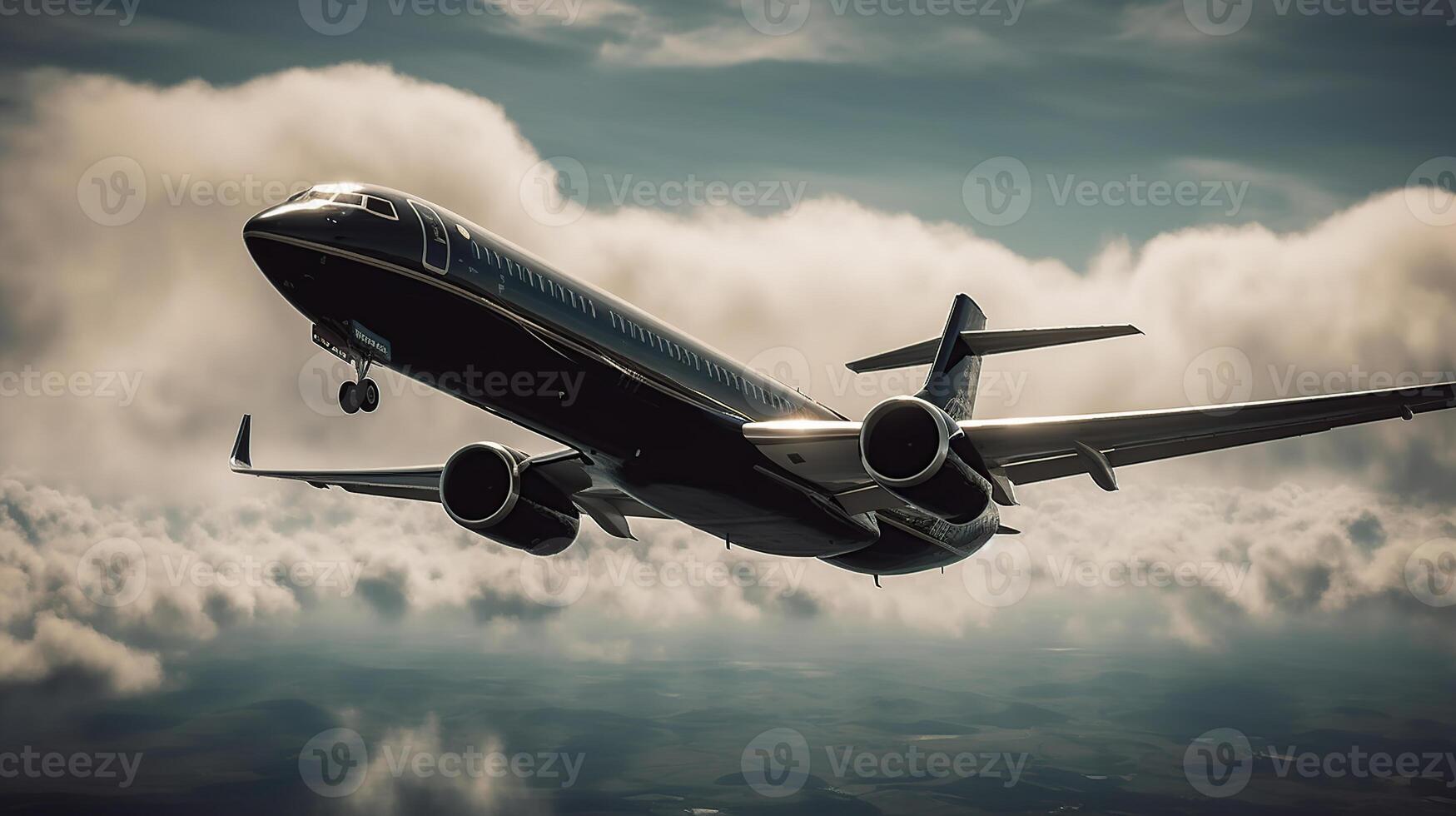 private black jet in the sky, image photo