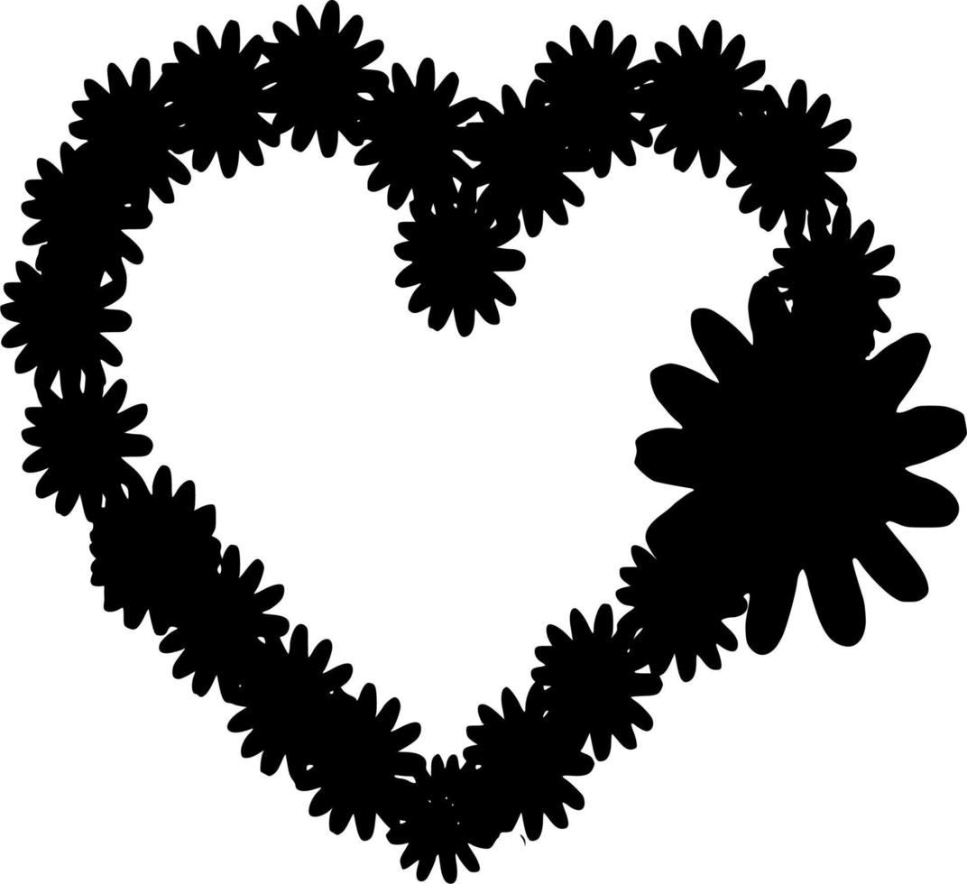 Vector silhouette of heart on white background